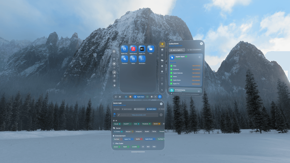 Collections panel for organizing portals